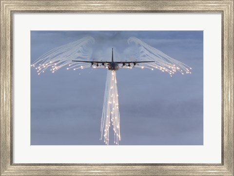 Framed MC-130H Combat Talon Dropping Flares Print