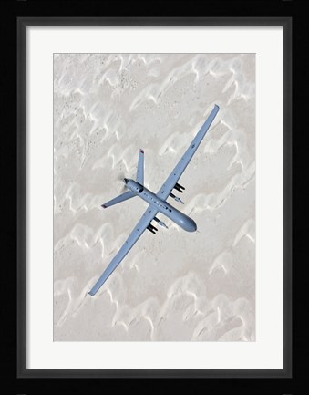 Framed MQ-9 Reaper Training in the White Sands Desert, New Mexico Print