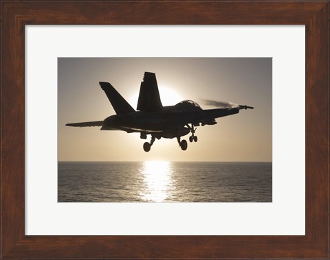 Framed F/A-18F Super Hornet in the Morning Sun over the Arabian Sea Print
