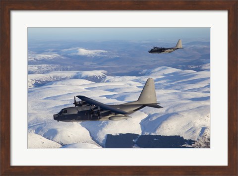 Framed MC-130P Combat Shadow and MC-130H Combat Talon Over Clouds Print