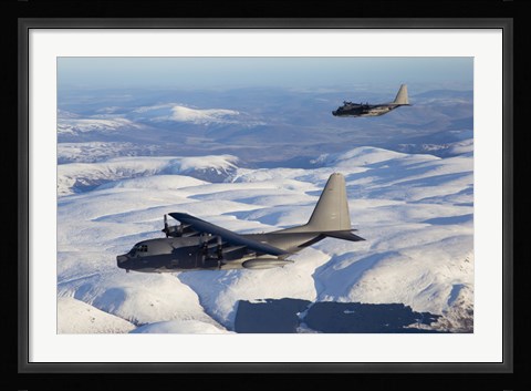 Framed MC-130P Combat Shadow and MC-130H Combat Talon Over Clouds Print