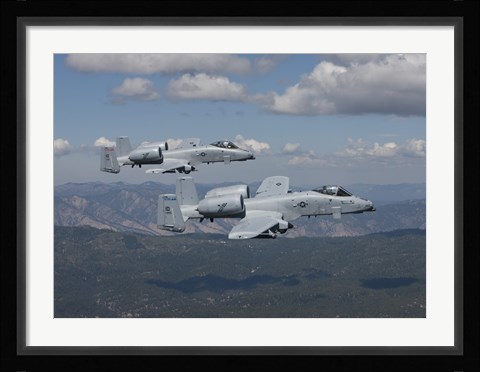 Framed Two A-10 Thunderbolt's Fly over Mountains in Central Idaho Print