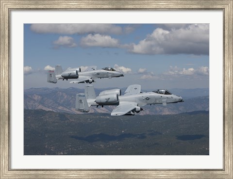 Framed Two A-10 Thunderbolt&#39;s Fly over Mountains in Central Idaho Print