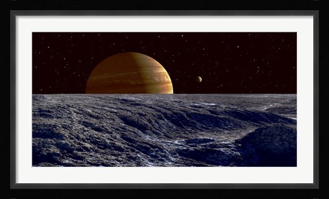 Framed Gas Giant Jupiter Seen Above the Surface of Jupiter's Moon Europa Print
