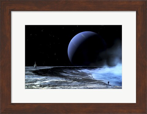 Framed Astronaut Standing on the Edge of a Lake of Liquid Methane Print