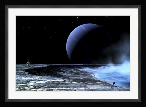 Framed Astronaut Standing on the Edge of a Lake of Liquid Methane Print