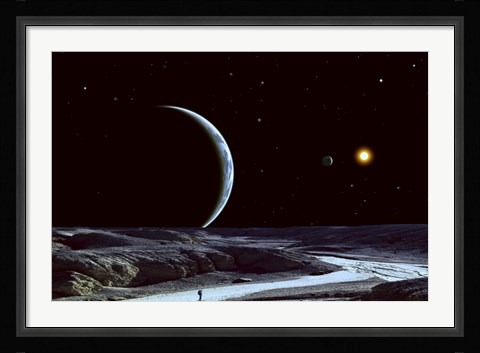 Framed Lone Explorer Follows an Ancient Riverbed Print