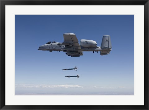 Framed A-10C Thunderbolt Releases Two GBU-12 Laser Guided Bombs Print