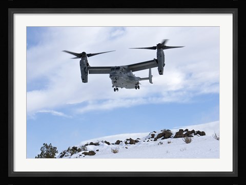 Framed CV-22 Osprey Prepares to Land During a Training Mission Print