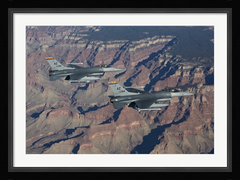 Framed F-16's fly in formation near the Grand Canyon, Arizona Print