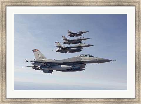Framed Four F-16&#39;s fly in Formation over Arizona Print
