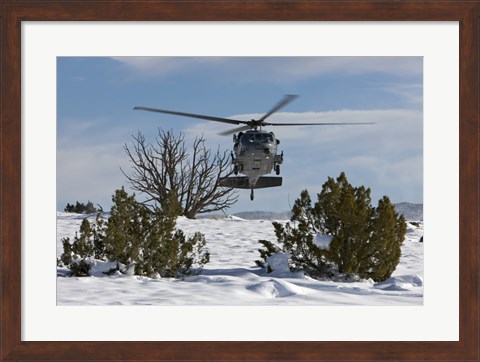Framed HH-60G Pave Hawk Flies Low in New Mexico Print