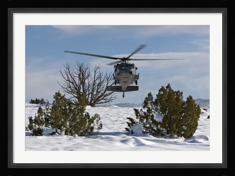 Framed HH-60G Pave Hawk Flies Low in New Mexico Print