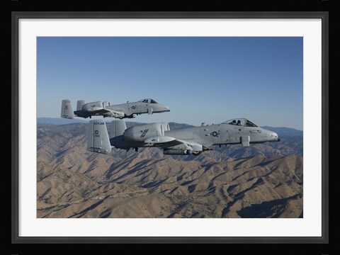 Framed Two A-10 Thunderbolt's Fly over Central Idaho Print