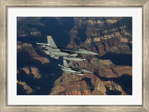 Framed Two F-16&#39;s fly in Formation over the Grand Canyon, Arizona Print