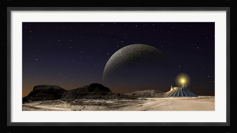 Framed Futuristic Space Scene Inspired by the Novel, The City and The Stars Print