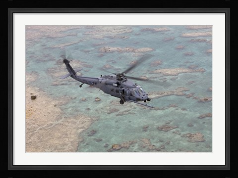 Framed HH-60G Pave Hawk Along the Coastline of Okinawa, Japan Print
