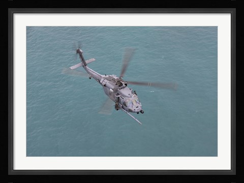 Framed HH-60G Pave Hawk Along the coastline of Okinawa, Japan (from above) Print