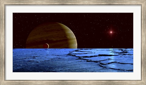 Framed Jupiter and its Moon Lo as Seen from the Surface of Jupiter&#39;s Moon Europa Print