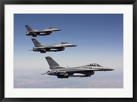 Framed Three F-16&#39;s fly in Formation over Arizona Print