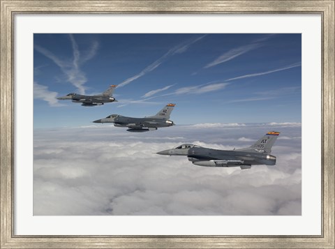 Framed Three F-16&#39;s over the Clouds of Arizona Print