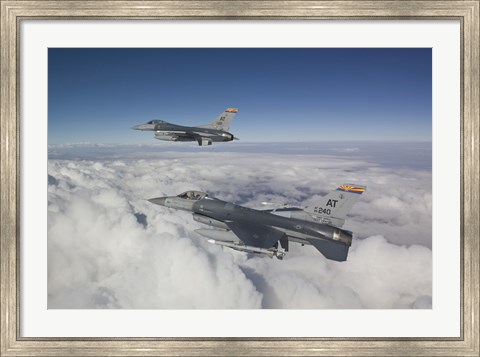 Framed Two F-16&#39;s flying in the Clouds Print