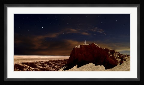 Framed Artist's Depiction of a Lone Astronaut on Another Planet Print