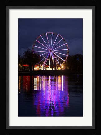 Framed Australia, Melbourne, Amusement Park, Ferris Wheel Print