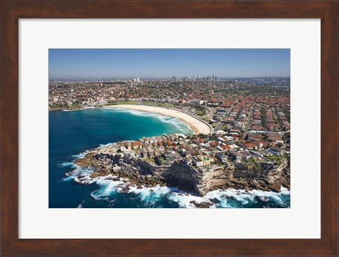 Framed Australia, New South Wales, Sydney, Bondi Beach - aerial Print