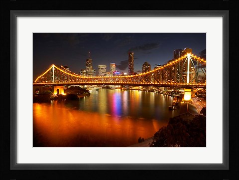 Framed Australia, Queensland, Story Bridge, Brisbane River Print