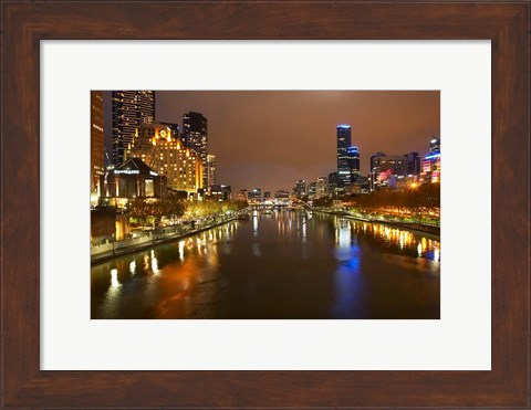 Framed Australia, Victoria, Melbourne, Yarra River, City Skyline Print