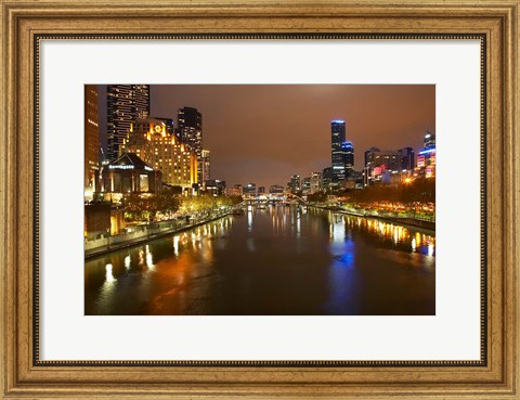 Framed Australia, Victoria, Melbourne, Yarra River, City Skyline Print
