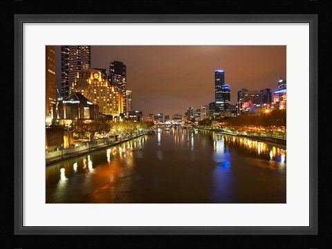 Framed Australia, Victoria, Melbourne, Yarra River, City Skyline Print