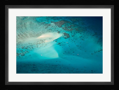 Framed Upolu Cay and Dive Boats, Great Barrier Reef Marine Park, Australia Print