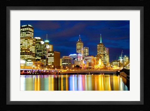 Framed Nighttime View, Melbourne, Australia Print