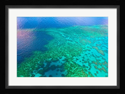Framed Aerial view of the Great Barrier Reef, Queensland, Australia Print