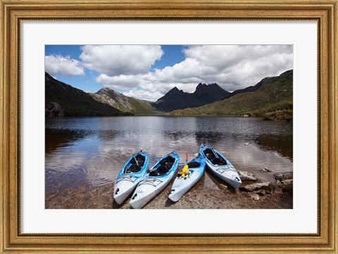 Framed Kayaks, Cradle Mountain and Dove Lake, Western Tasmania, Australia Print