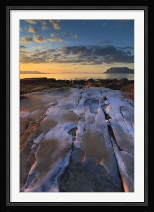 Framed Summer evening looking out over Vagsfjorden, Troms County, Norway Print