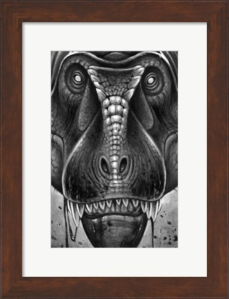 Framed Tyrannosaurus Rex in Black &amp; White Print