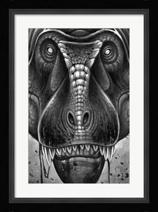 Framed Tyrannosaurus Rex in Black &amp; White Print