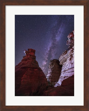 Framed Milky Way  above the Wedding Party Rock Formation, Oklahoma Print