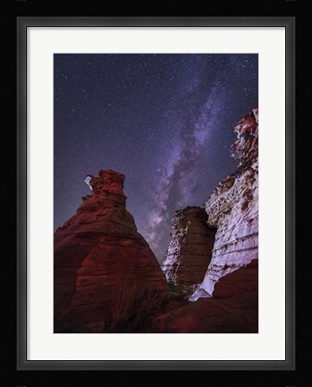 Framed Milky Way  above the Wedding Party Rock Formation, Oklahoma Print