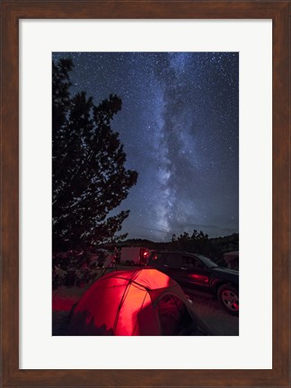 Framed Milky Way Sets Behind a Glowing Tent, Oklahoma Print