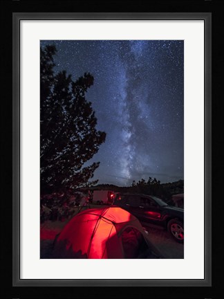 Framed Milky Way Sets Behind a Glowing Tent, Oklahoma Print