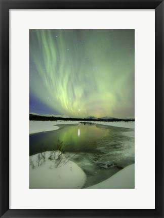 Framed Aurora Borealis over a creek, Yukon, Canada Print