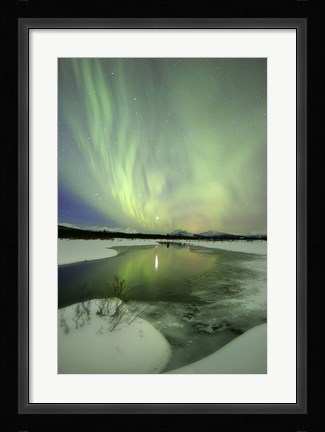 Framed Aurora Borealis over a creek, Yukon, Canada Print
