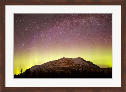 Framed Aurora Borealis, Comet Panstarrs and Milky Way over Yukon, Canada Print