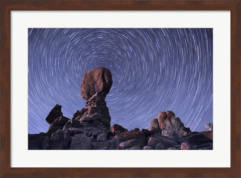 Framed Star trails around the Northern Pole Star, Arches National Park, Utah Print