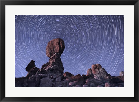 Framed Star trails around the Northern Pole Star, Arches National Park, Utah Print