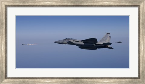 Framed F-15 Eagle Fires an AIM-9 Missile Print